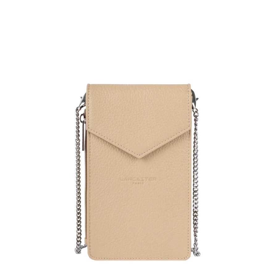 Femme Lancaster Pochette | Etui Telephone En Cuir Foulonne Pm Lancaster Beige