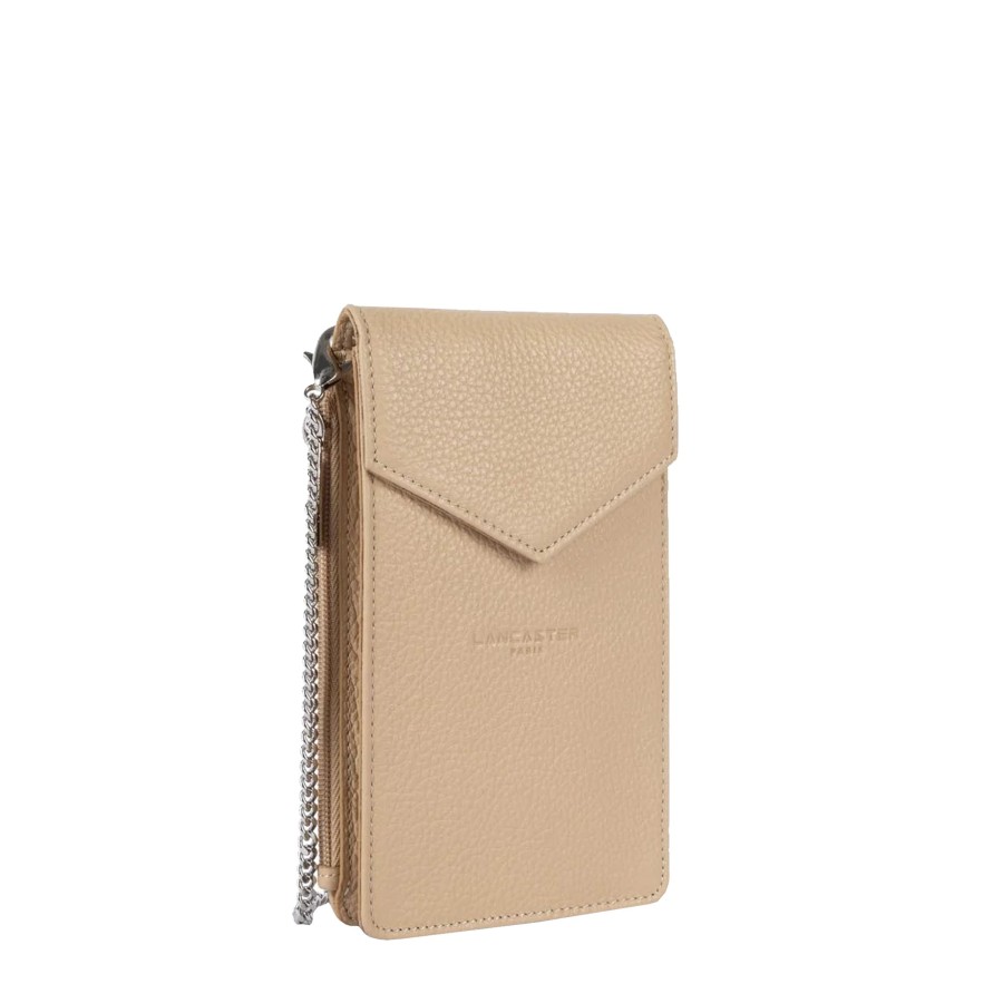 Femme Lancaster Pochette | Etui Telephone En Cuir Foulonne Pm Lancaster Beige