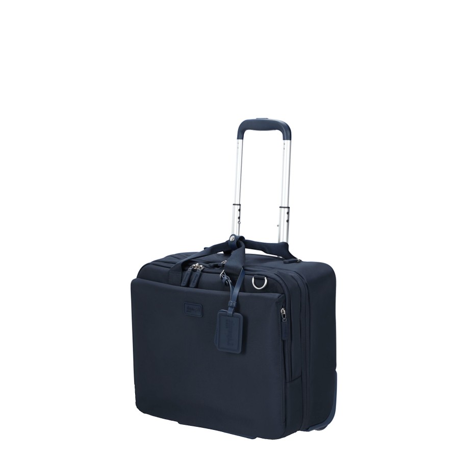 Homme Lipault Sac Reporter/Gibeciere | Pilot Case A 2 Roulettes4Biz Carbon Blue Lipault Bleu