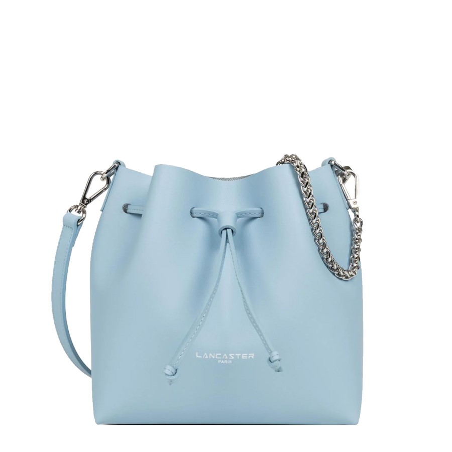 Femme Lancaster Sac Porte Main | Sac Seau En Cuir Pur City Lancaster Bleu