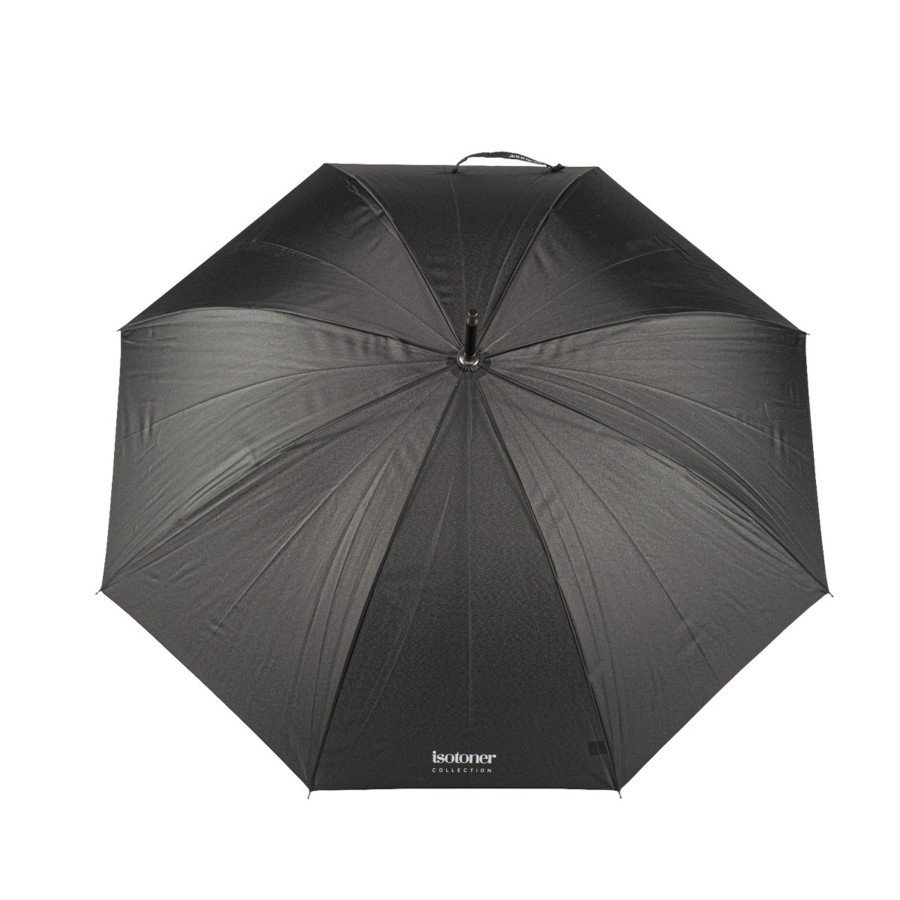 Homme Isotoner Parapluies | Parapluie Long X-Tra Solide Noir