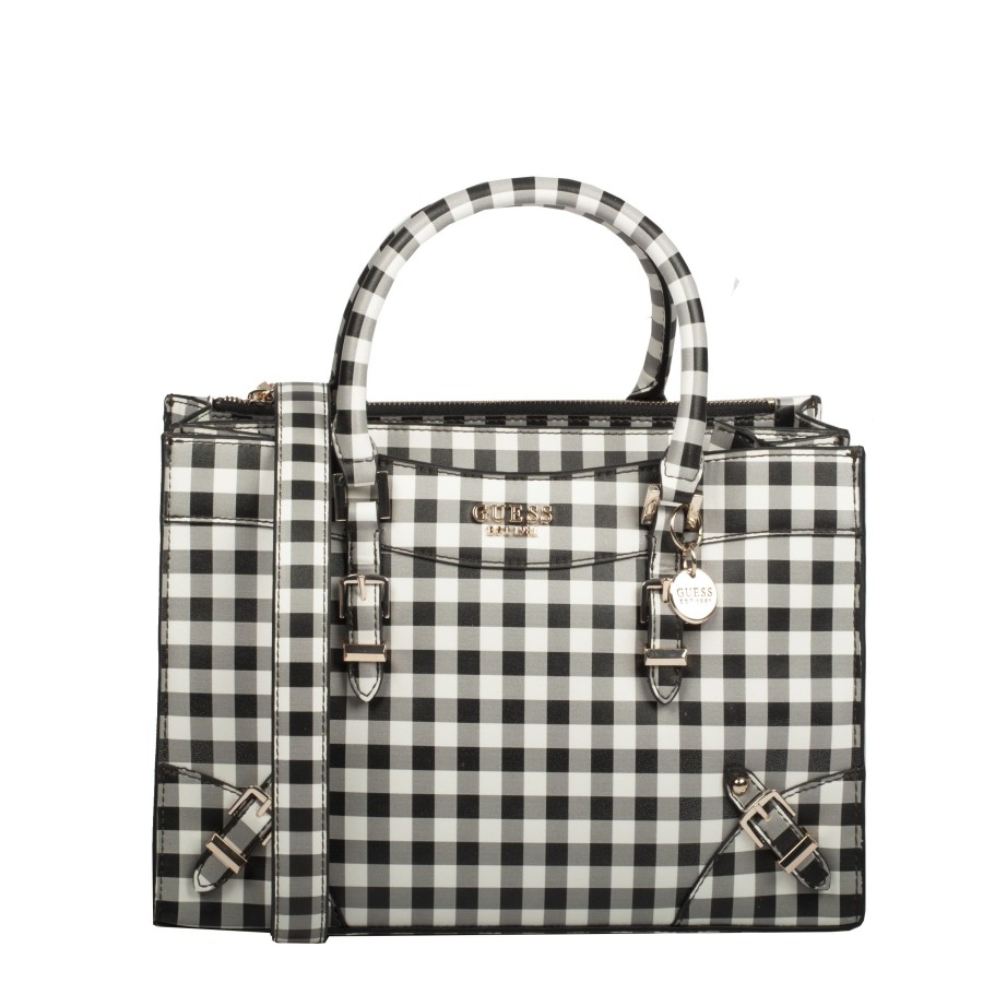 Femme Guess Sac Porte Main | Sac A Main Didi Guess Noir Et Blanc