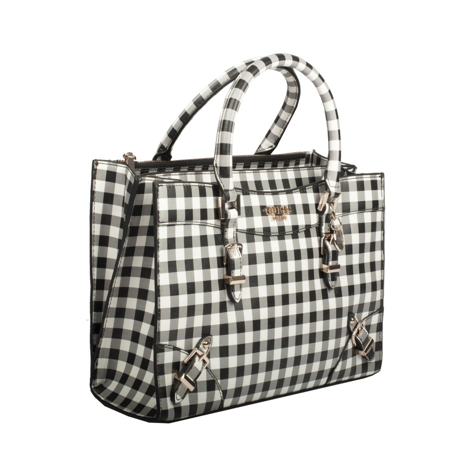 Femme Guess Sac Porte Main | Sac A Main Didi Guess Noir Et Blanc