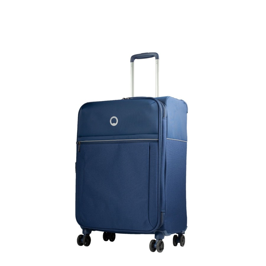 Bagages Delsey Valise 4 Roues Souple | Valise 67Cm Extensible Brochant 2.0 Delsey Bleu