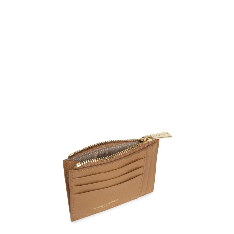 Femme Lancaster Porte Cartes | Porte Cartes En Cuir Dune Lancaster Camel