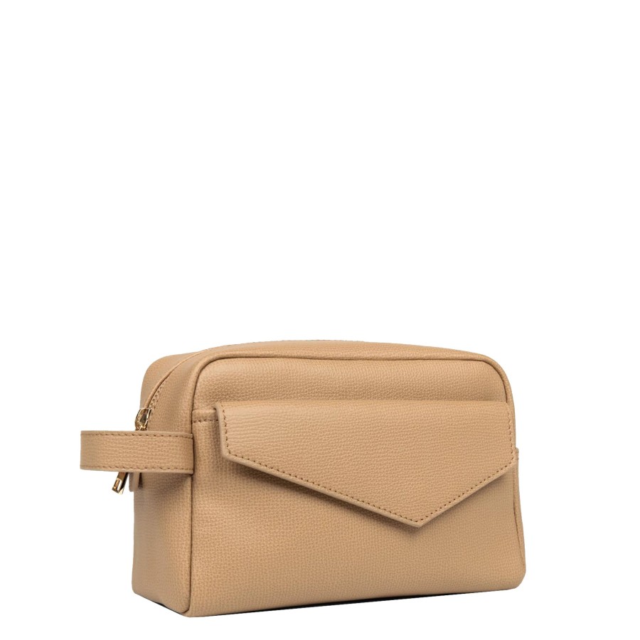 Bagages Lancaster Trousse De Toilette | Trousse De Toilette En Cuir Zoe Lancaster Beige Fonce