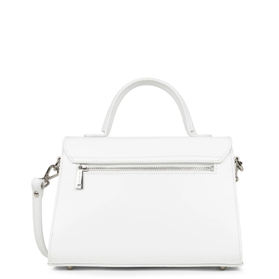 Femme Lancaster Sac Porte Main | Sac A Main En Cuir Suave Even Lancaster Blanc