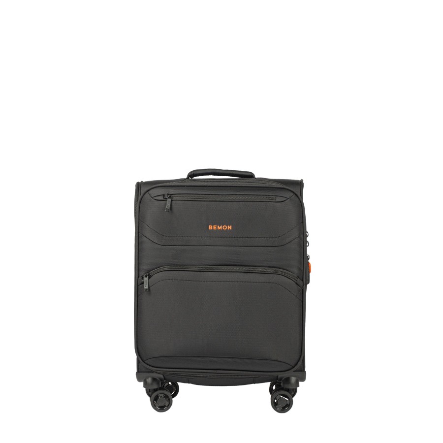 Bagages Bemon Valise 4 Roues Souple | Valise Cabine Extensible 4 Roues 55Cm Menton Bemon Noir