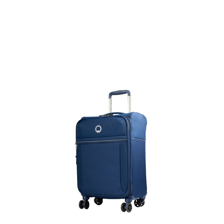 Bagages Delsey Valise 4 Roues Souple | Valise Cabine Extensible 55Cm Brochant 2.0 Delsey Bleu