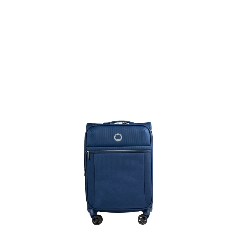 Bagages Delsey Valise 4 Roues Souple | Valise Cabine Extensible 55Cm Brochant 2.0 Delsey Bleu