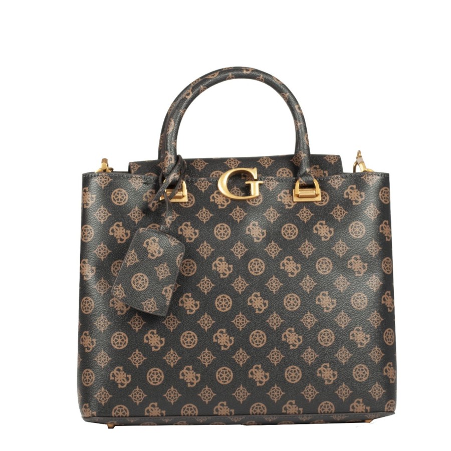 Femme Guess Sac Porte Main | Sac A Main Mocha Logo G Vibe