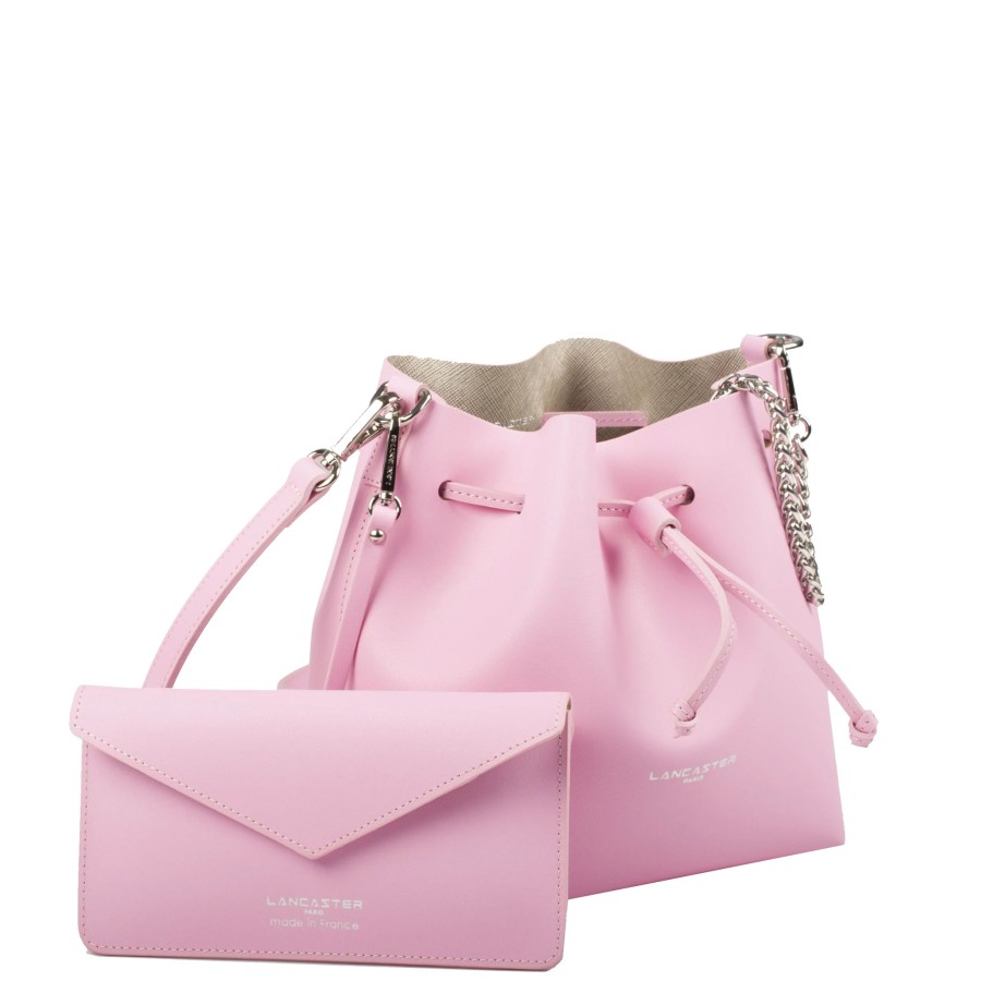 Femme Lancaster Sac Porte Main | Sac Seau En Cuir Pur City Lancaster Rose