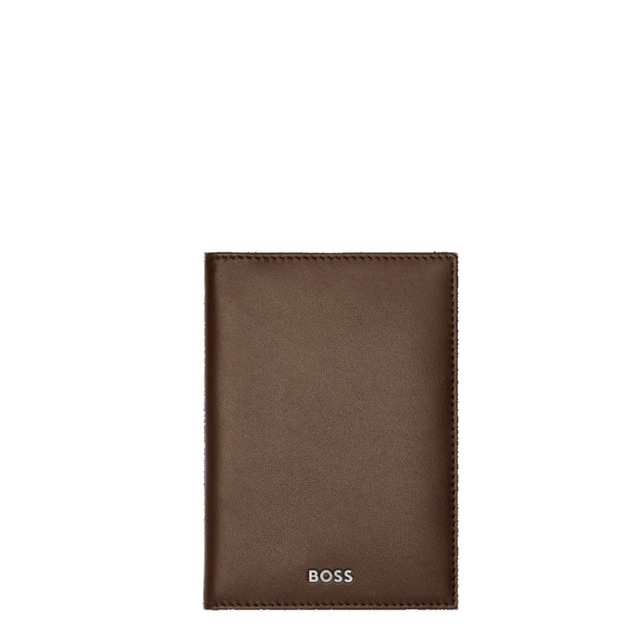 Homme Hugo Boss Porte Cartes | Porte Cartes En Cuir Classic Smooth Hugo Boss Marron