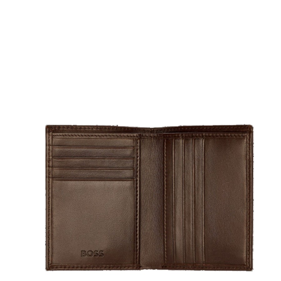 Homme Hugo Boss Porte Cartes | Porte Cartes En Cuir Classic Smooth Hugo Boss Marron