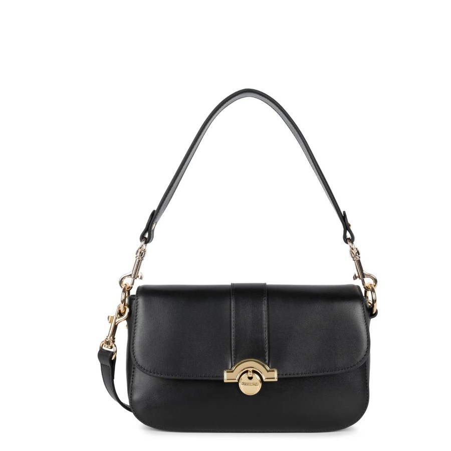 Femme Lancaster Sac Porte Main | Sac Baguette En Cuir Paris Medaille Lancaster Noir