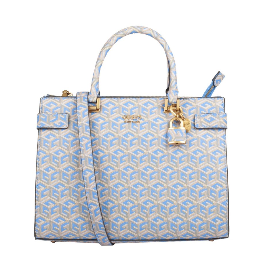 Femme Guess Sac Porte Epaule | Sac Shopping Aquatic Logo Atene