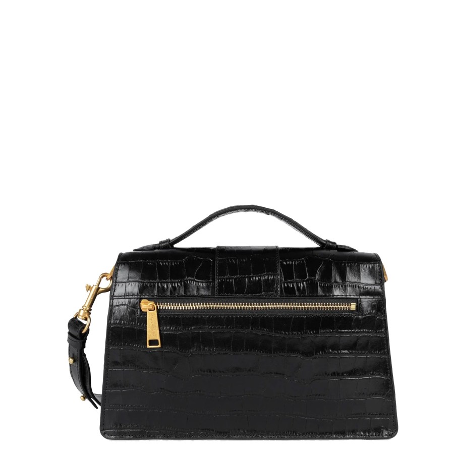 Femme Lancaster Sac Porte Main | Sac A Main En Cuir Exotic Ily Lancaster Noir