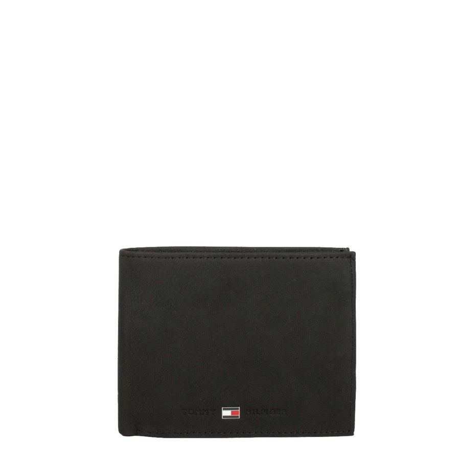 Homme Tommy Hilfiger Portefeuille | Portefeuille Italien En Cuir 8 Cartes Johnson Tommy Hilfiger Noir