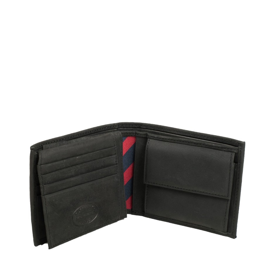 Homme Tommy Hilfiger Portefeuille | Portefeuille Italien En Cuir 8 Cartes Johnson Tommy Hilfiger Noir