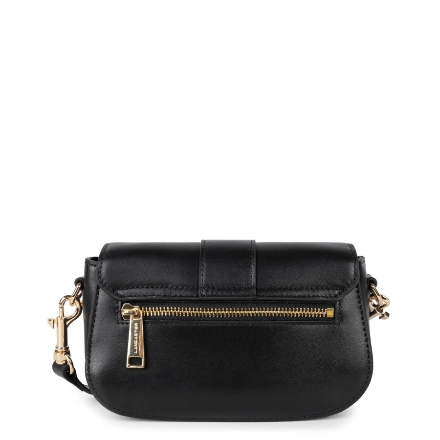 Femme Lancaster Sac Porte Bandouliere / Porte Travers | Sac Travers En Cuir Paris Medaille Lancaster Noir