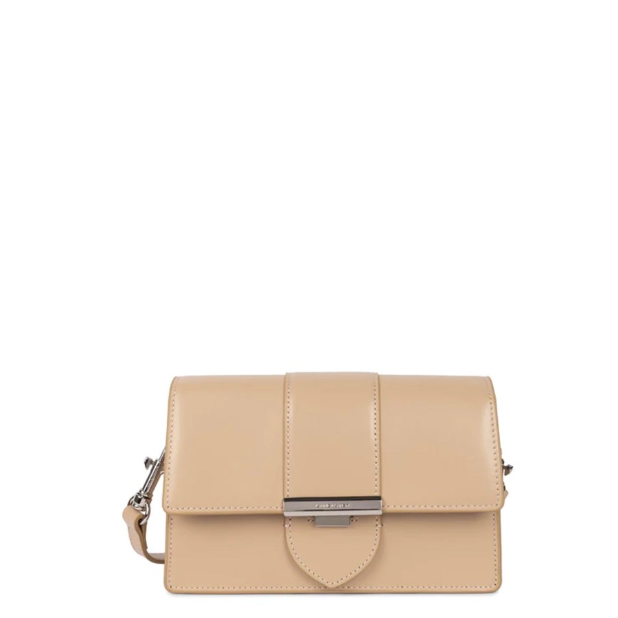 Femme Lancaster Sac Porte Bandouliere / Porte Travers | Sac Travers En Cuir Paris Ily Lancaster Beige Fonce