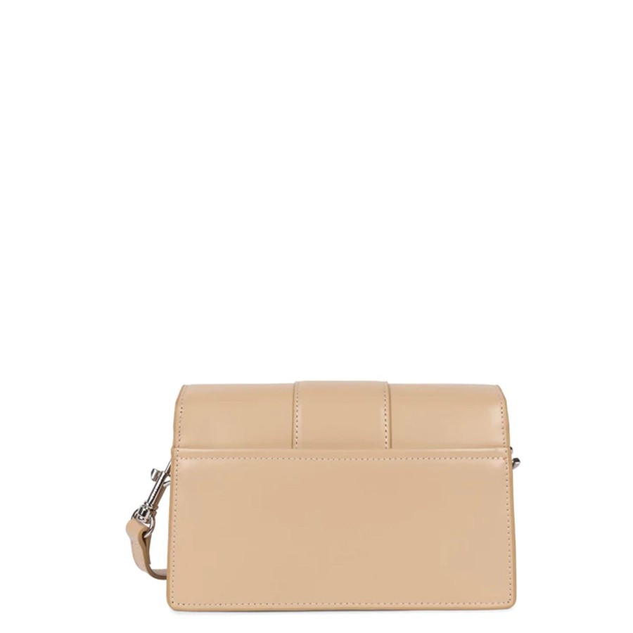 Femme Lancaster Sac Porte Bandouliere / Porte Travers | Sac Travers En Cuir Paris Ily Lancaster Beige Fonce