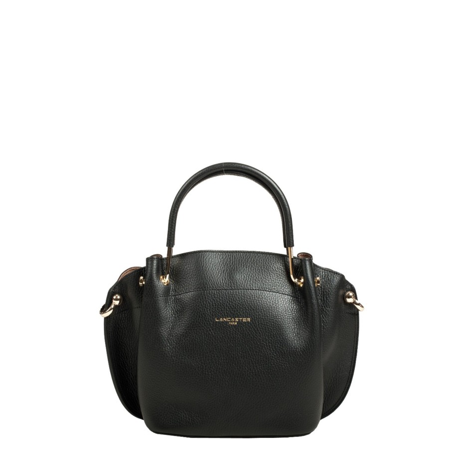 Femme Lancaster Sac Porte Main | Sac A Main Louisa En Cuir Foulonne Double Noir