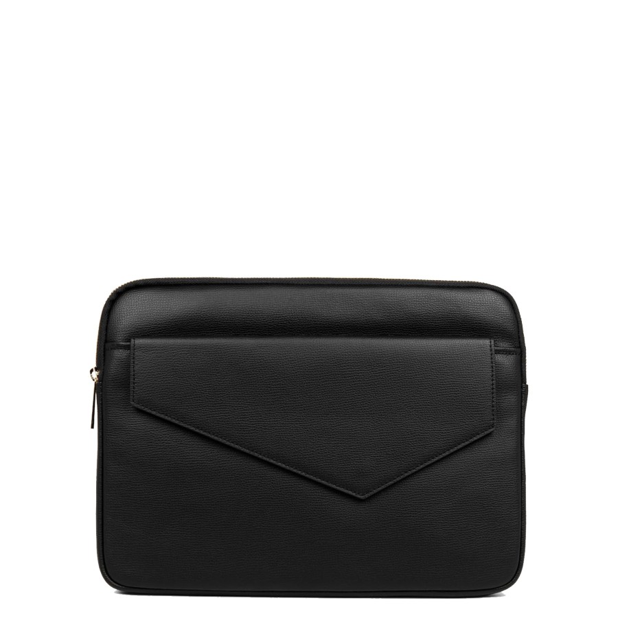 Femme Lancaster Pochette | Pochette Ordinateur En Cuir Zoe Lancaster Noir