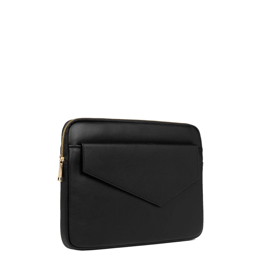 Femme Lancaster Pochette | Pochette Ordinateur En Cuir Zoe Lancaster Noir