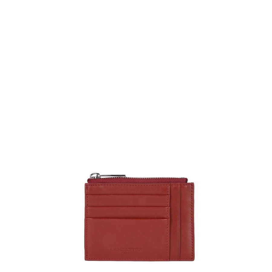 Femme Lancaster Porte Cartes | Porte Cartes En Cuir Paris Pm Lancaster Rouge