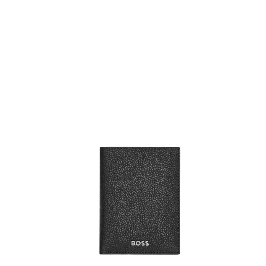 Homme Hugo Boss Porte Cartes | Porte Cartes En Cuir Trifold Classic Grained Hugo Boss