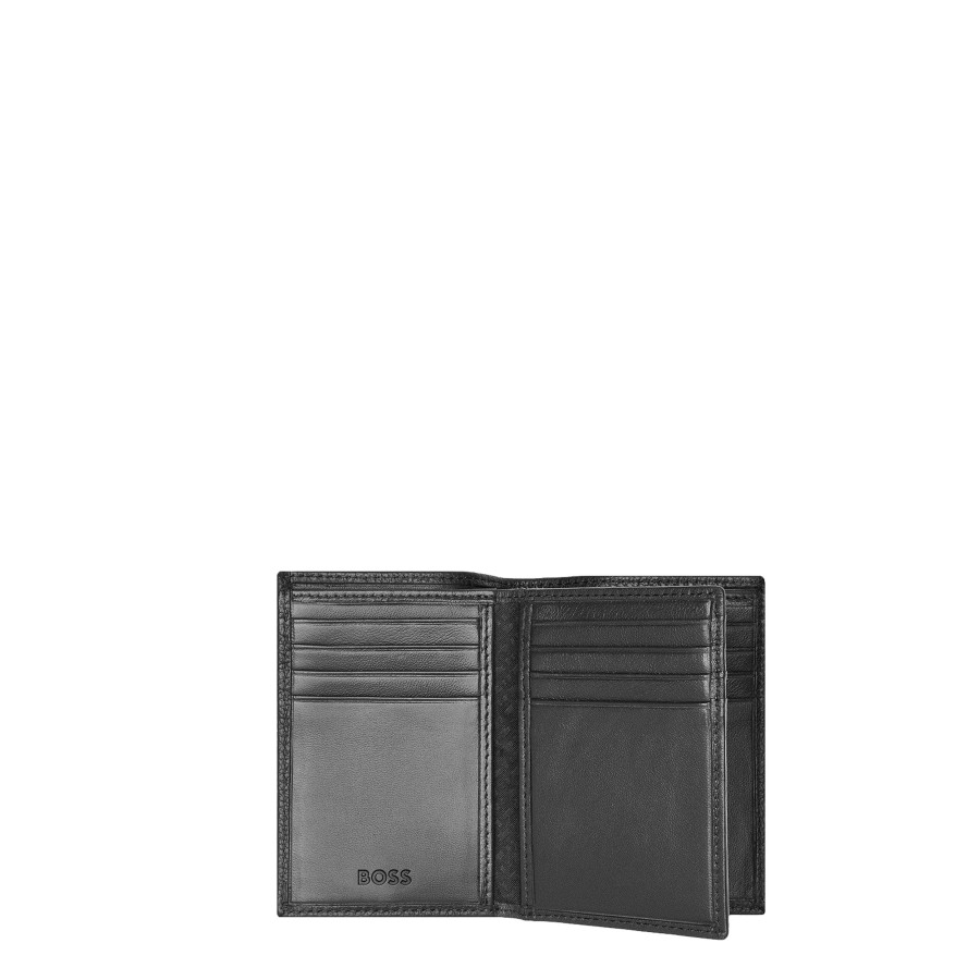 Homme Hugo Boss Porte Cartes | Porte Cartes En Cuir Trifold Classic Grained Hugo Boss