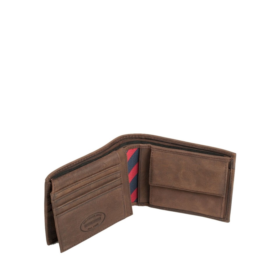 Homme Tommy Hilfiger Portefeuille | Portefeuille Italien En Cuir 8 Cartes Johnson Tommy Hilfiger Marron