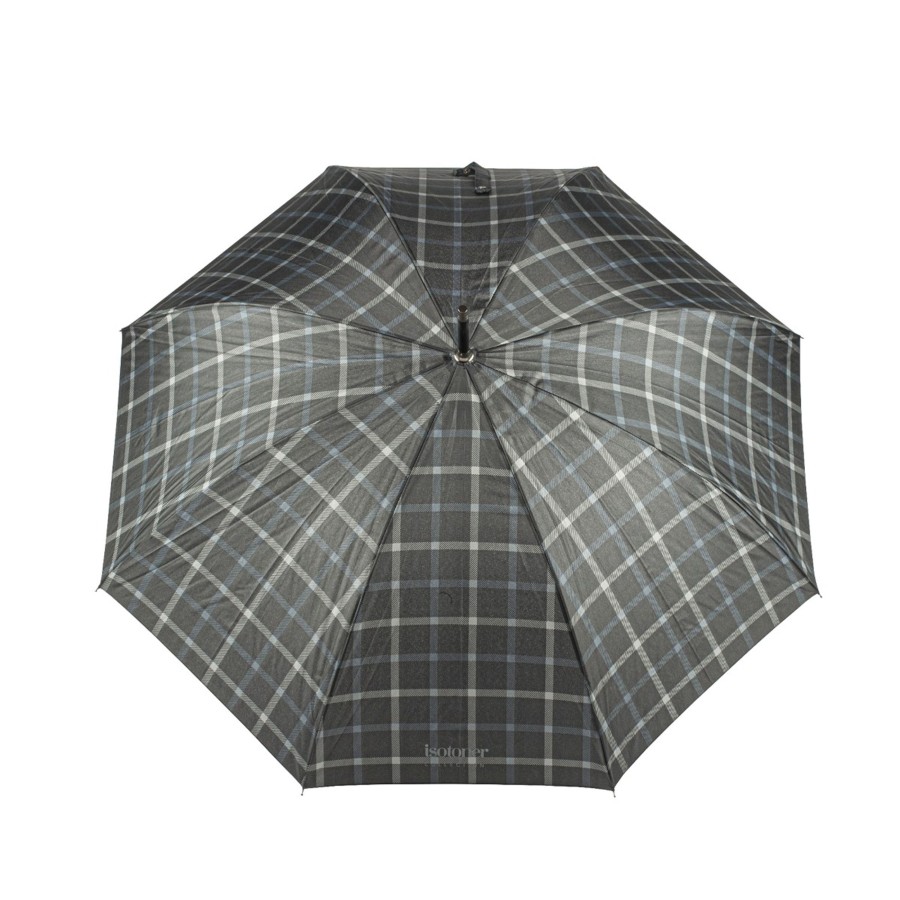 Homme Isotoner Parapluies | Parapluie Long X-Tra Solide Carreaux Homme