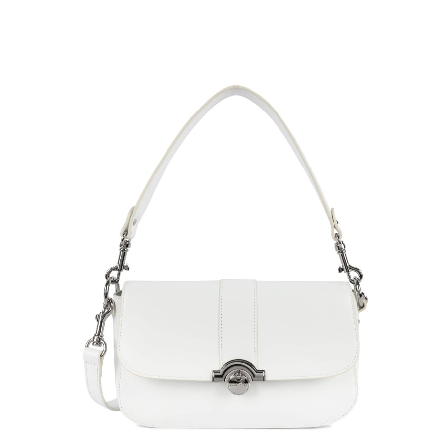 Femme Lancaster Sac Porte Main | Sac Baguette En Cuir Paris Medaille Lancaster Blanc