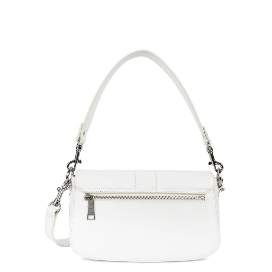 Femme Lancaster Sac Porte Main | Sac Baguette En Cuir Paris Medaille Lancaster Blanc