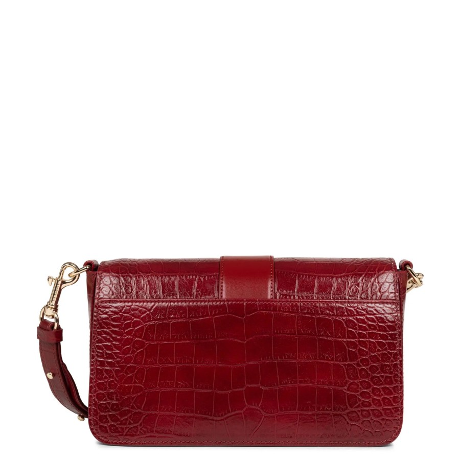 Femme Lancaster Sac Porte Bandouliere / Porte Travers | Sac Travers En Cuir Exotic Valor Lancaster Rouge