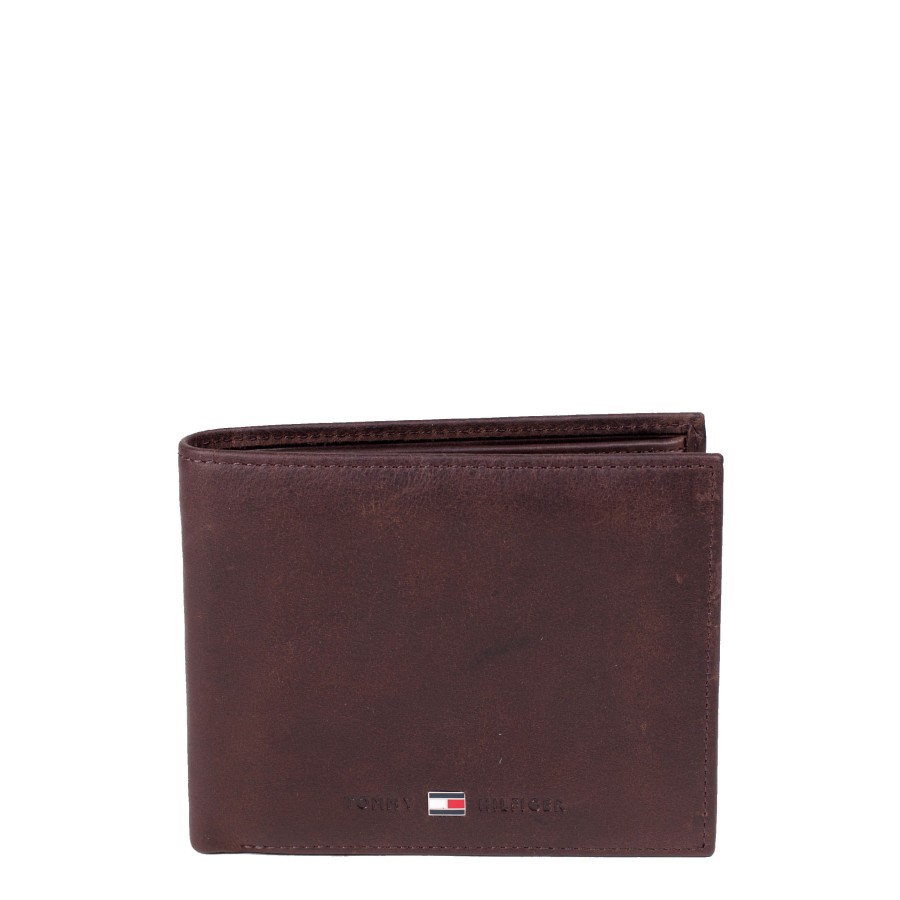 Homme Tommy Hilfiger Portefeuille | Portefeuille Italien Johnson 4 Cartes Tommy Hilfiger Marron