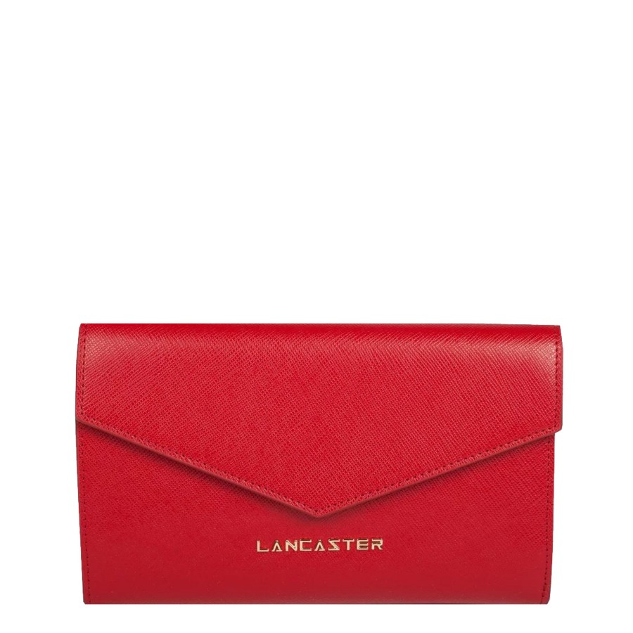 Femme Lancaster Portefeuille | Compagnon En Cuir Saffiano Signature Lancaster Rouge