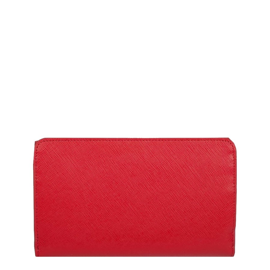 Femme Lancaster Portefeuille | Compagnon En Cuir Saffiano Signature Lancaster Rouge