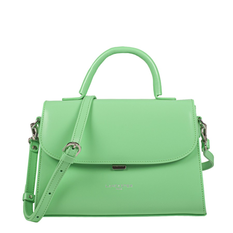 Femme Lancaster Sac Porte Main | Sac A Main En Cuir Suave Even Lancaster Vert