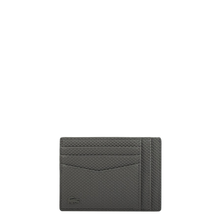 Homme Lacoste Porte Cartes | Porte Cartes En Cuir Chantaco Lacoste Gris