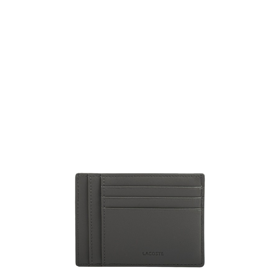 Homme Lacoste Porte Cartes | Porte Cartes En Cuir Chantaco Lacoste Gris