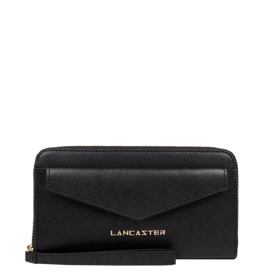 Femme Lancaster Portefeuille | Compagnon En Cuir Saffiano Signature Lancaster Noir