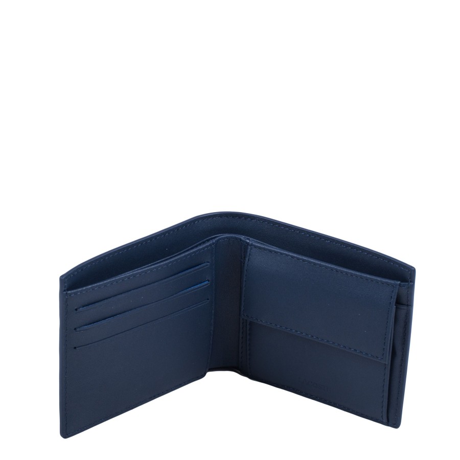 Homme Lacoste Portefeuille | Portefeuille Italien En Cuir Bleu Marine Fg Lacoste