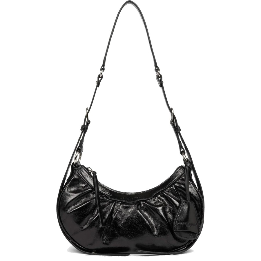 Femme Lancaster Sac Porte Epaule | Petit Sac Demi Lune En Cuir Retro & Glam Lancaster Noir