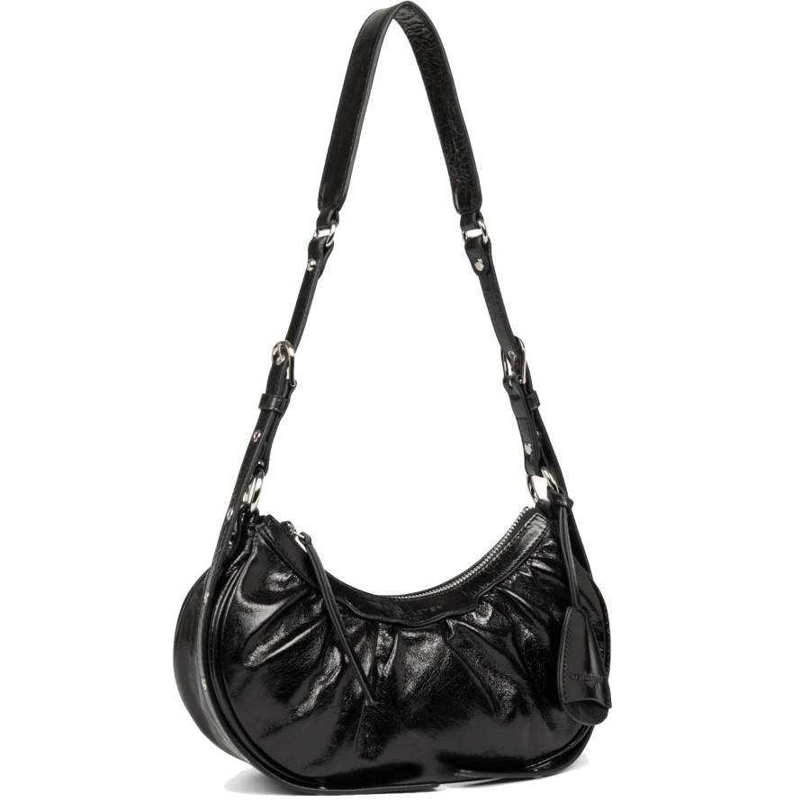 Femme Lancaster Sac Porte Epaule | Petit Sac Demi Lune En Cuir Retro & Glam Lancaster Noir